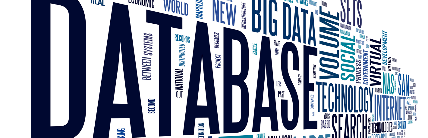Text cloud consisting of terms relating to databases.