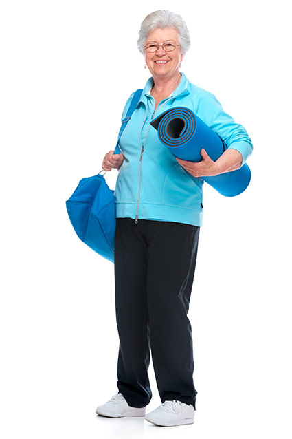 Senior woman prepared to begin excercise.